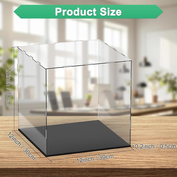 Clear Acrylic Display Case, 12 x 12 x 12 Inch Assemble Clear Acrylic Display Box Dustproof for Action Figures/Model/Statues/Collectibles/Doll/Toys/Home Storage