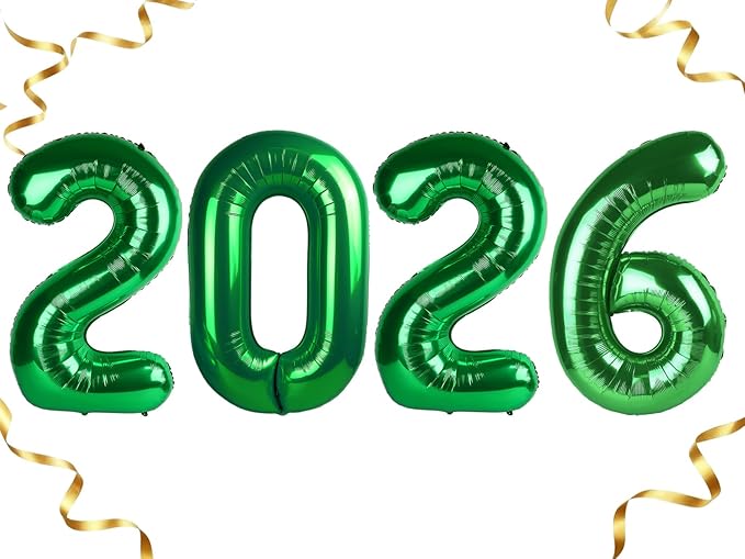 Dark Green 2026 Number Balloon, 2026 Foil Balloon Green 40 Inch, Balloons for New Years Eve Party Supplies, 2026 Graduation Decoration