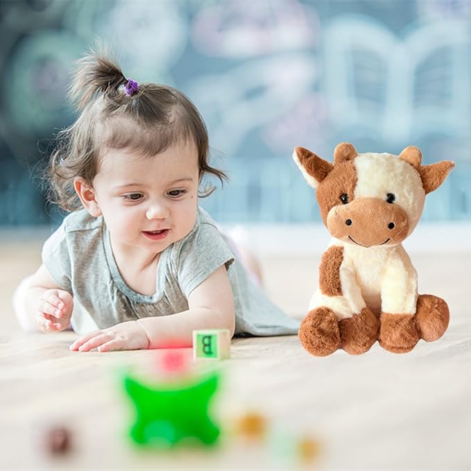 9 inches Cow Stuffed Animal Soft Plush Cute Cow Doll for Boys Girls (Brown Cow)