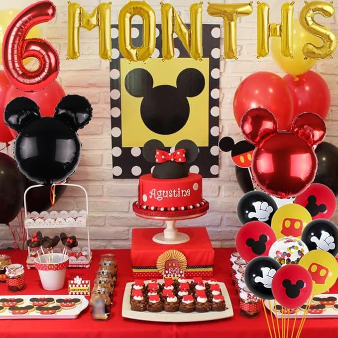 Red Boys Half Birthday Decorations Red Cartoon 6 Months Balloons Boys Six Months Banner for Boys 1/2 Birthday Baby Shower Party Supplies Decorations