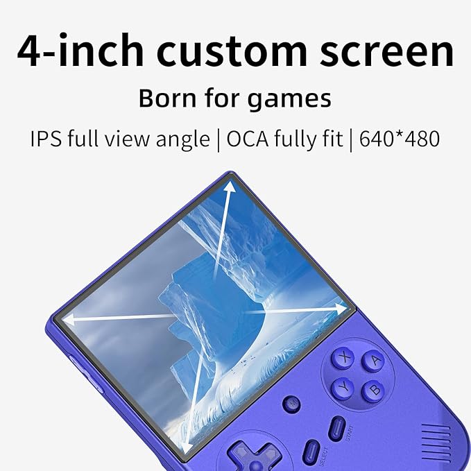 RG40XX V Retro Handheld Game Console , RG40XXV 4.0 Inch IPS Screen Linux System Built-in 64G TF Card 5528 Games Support TV Output 5G WiFi Bluetooth 4.2(Blue)