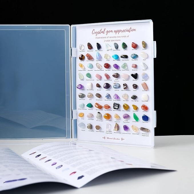 Runyangshi 72pcs Natural Rock and Geology Mineral Education Set for Studying Geology and Earth Science Ldentification Kit Learning Gifts with Instructions