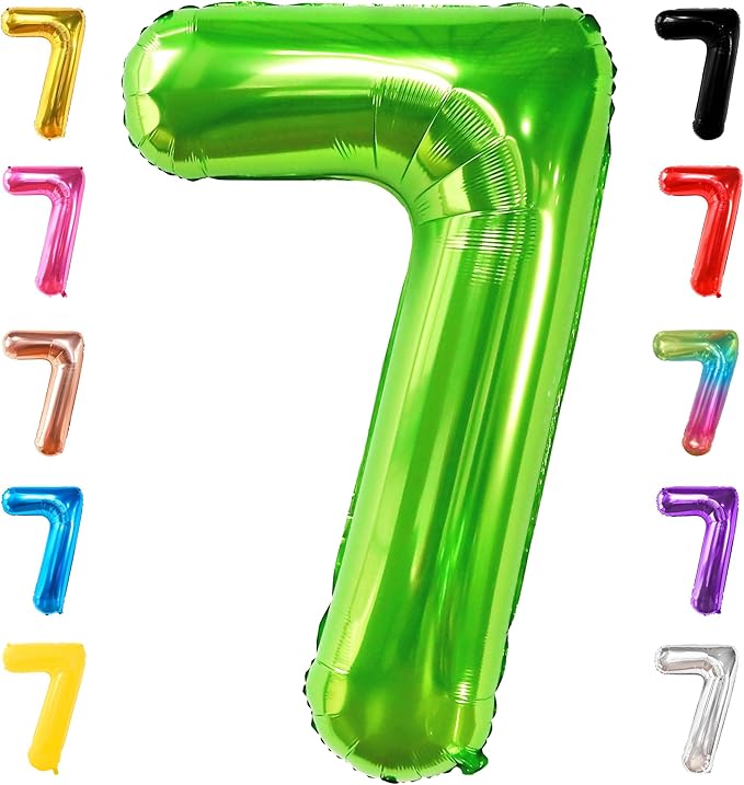 KatchOn, Giant Light Green Number 7 Balloon - 40 Inch | 7th Birthday Balloon for 7th Birthday Decorations | Seven Balloons Number | Number Balloons for Anniversary Decorations