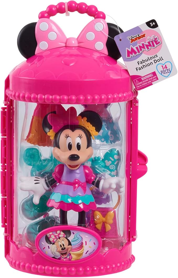 Disney Jr Minnie Mouse Fabulous Fashion 14-Piece Sweet Party Doll and Accessories, Kids Toys for Ages 3 Up by Just Play