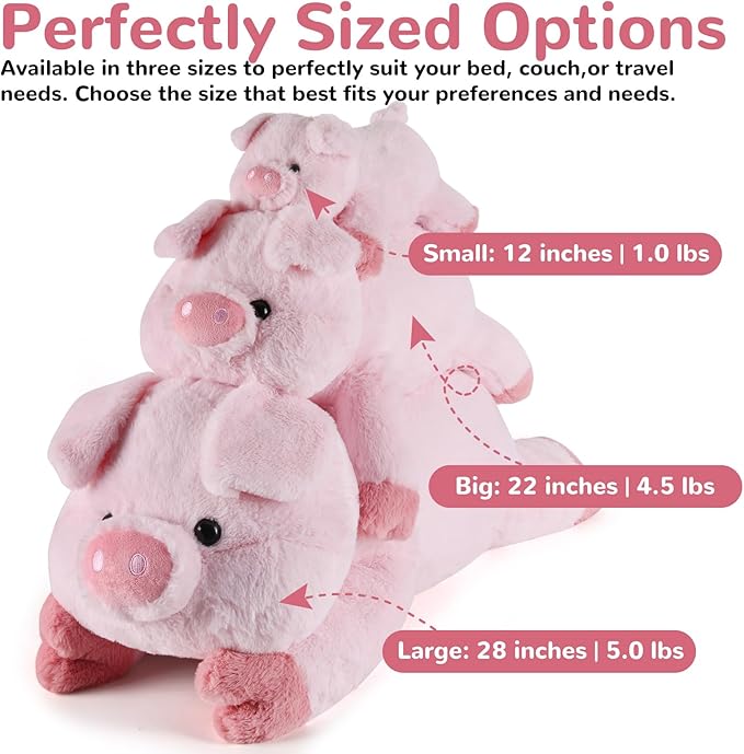 Pig Weighted Stuffed Animals - 28 Inch 5.0 Pounds Weighted Plushies Pig - Large Plush Stuffed Animals Pillow - Cute Plush Toys Gifts for Kids & Adults