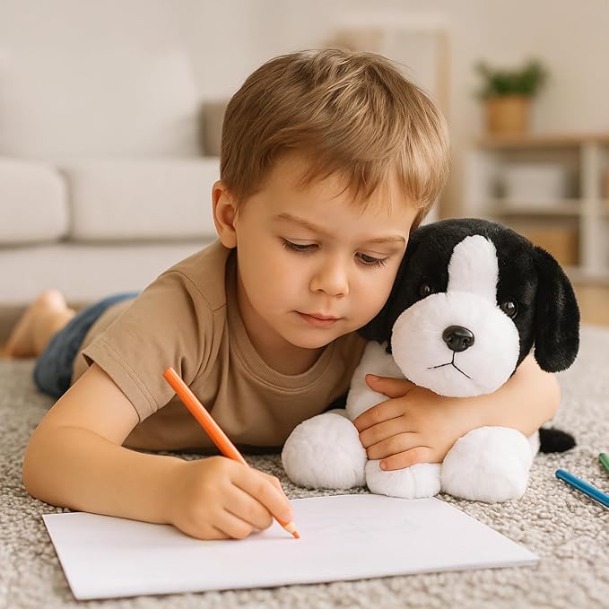 Black White Beagle Sheepdog Border Collie Stuffed Animals Dog Puppy Plush Toys for Kids Boys Girls Baby Birthday Easter