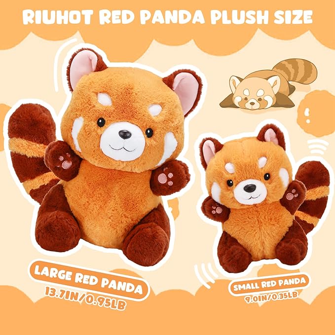 Big Red Panda Plush Toy - Red Panda Stuffed Animal Gift for Girlfriend, Kids Birthday - 13.7"
