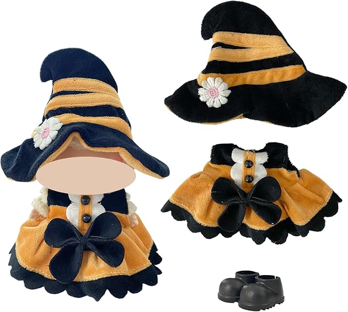 3 Sets Magic Dress-Up Clothes for 17cm Dolls, Bat, Witch, Bunny, Cat & Fantasy Outfits, 6.7-Inch Plush Doll Accessories with Colorful Shoes and Glasses, Kawaii Idea (No Dolls)