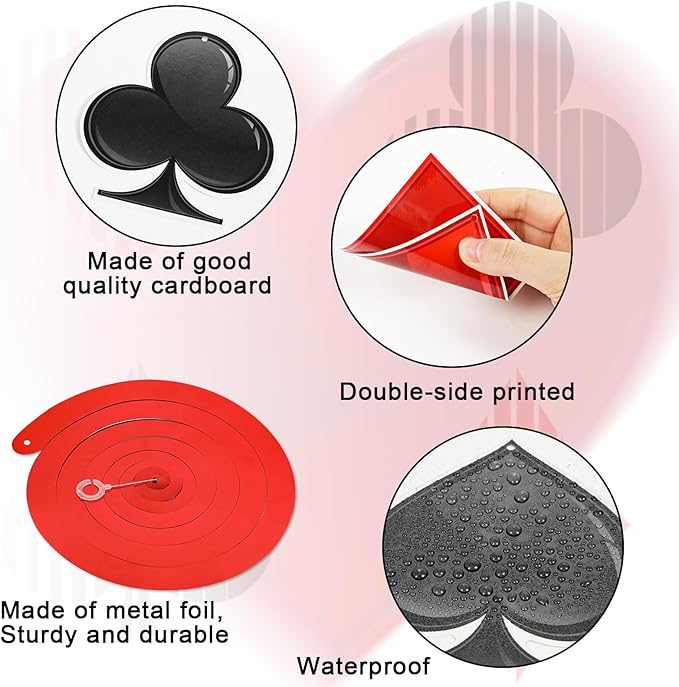 60 Pack Casino Theme Party Decorations Las Vegas Hanging Swirl Red Black Poker Paper Cutouts Party Ceiling for Casino Night Las Vegas Night Baby Shower Birthday Party Supplies Decor Supplies