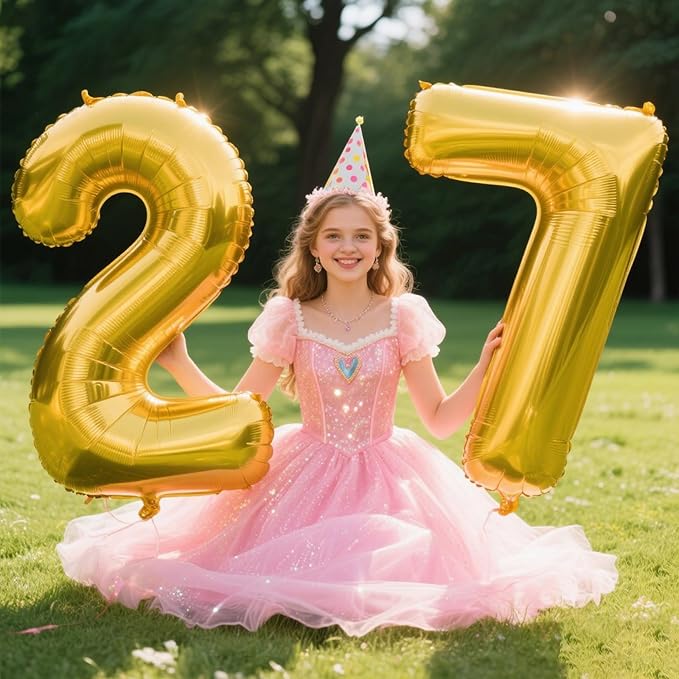 40 Inch Gold Balloon Number 27 Balloon,Jumbo Mylar Foil Helium Balloon for 27 Birthday Digital Balloons for Birthday Party,Wedding Anniversary Party Decorations
