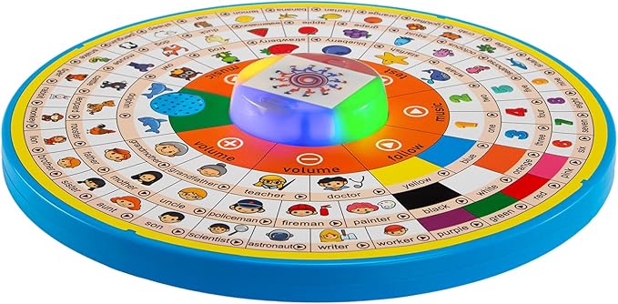 Electronic Learning Machine for Kids Ages 6 Months+, Educational 12.83inch Rotating Wheel Toy,Interactive Musical English Learning Chart Includes Animals, Colors, Numbers,etc.