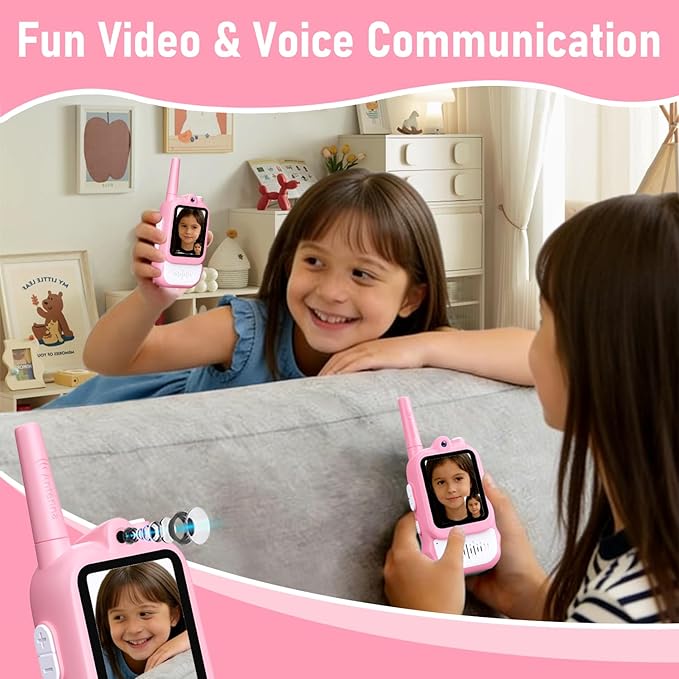 Lapare Kids Video Walkie Talkies, 2-Way Rechargeable Walkie Talkies with Screen, HD Real-time Video Outdoor Toys for Toddlers, for Boys 3 4 5 6 7 8+