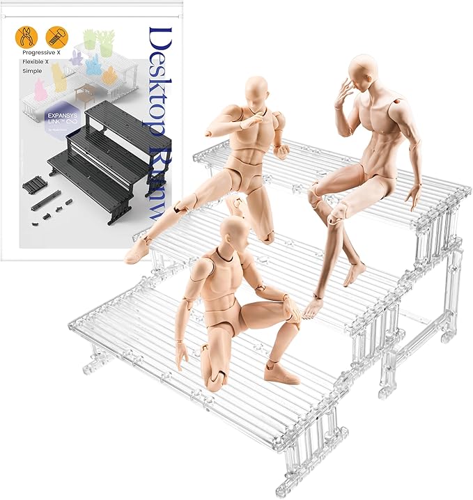 SPARKSTOY 3-Tier Clear Display Risers, Detachable Figure Shelf for Collectibles, Funko Pop, Figures & Desktop Decor | DIY Acrylic-Style Display Stands for Toys, Miniatures, Dessert Tables & Perfume