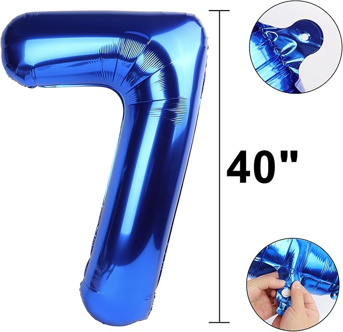40 Inch Number Blue 7 Balloon,Large Dark Blue Foil Number Balloons 7 17 27 70 for Boys Girls Men Women Digit 7 Balloons Birthday Anniversary Events Party Decorations Supplies