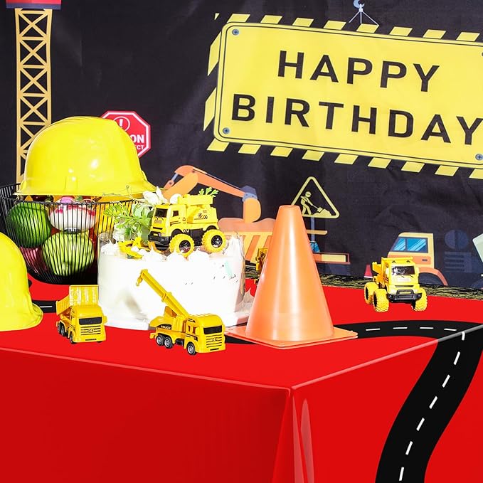 Irenare 3 Pcs Racing Table Cloths Car Birthday Party Supplies 54 x 108 Inch Racetrack Table Runner Covers Disposable Rectangular Road Tablecloth for Kids Boy Car Theme Birthday Party Decor (Red)