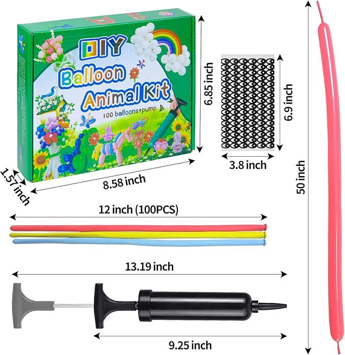 260 Balloons with Pump, Premium Long Latex Twisting Balloons animal kit, Birthday Gifts for Girls and Boys Arts and Crafts Pastel Color 100Pcs