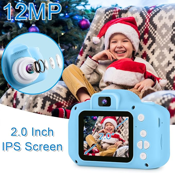 GKTZ Toys for Girls Age 3-8, Kids Camera Digital Video Toddler Camera Children Camcorder Birthday Gifts for 3 4 5 6 7 8 Year Old Girls with 32GB SD Card (Light Blue)