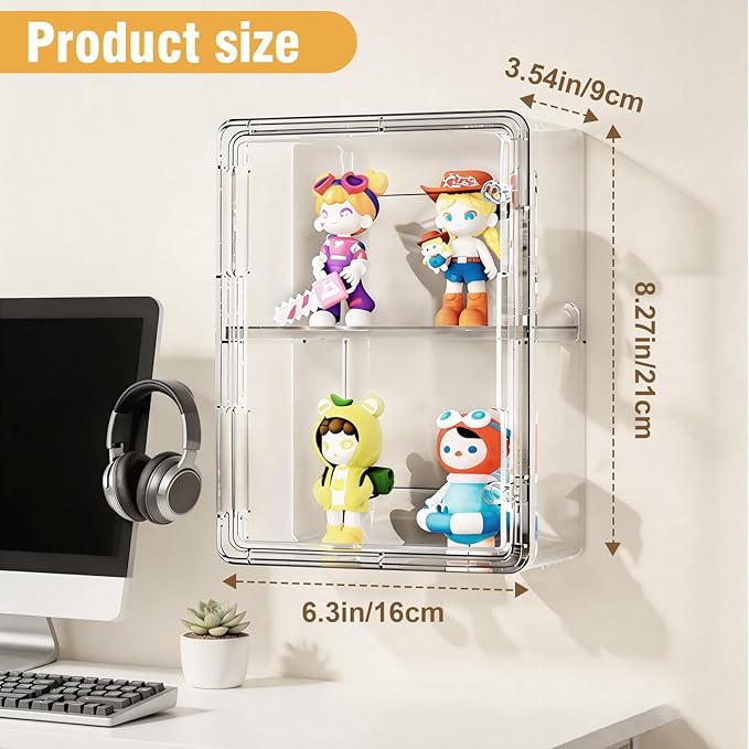 Wall-Mounted Clear Display Case for Figures, Acrylic Storage Organizers Box with Magnetic Door, Wall Dustproof Showcase for Collectibles Action Figure(1, Small-Narrow)