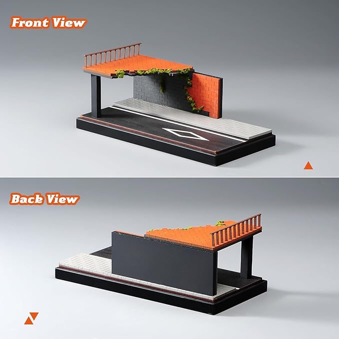 1/64 Model Car Display Case Diorama Garage,Simulated Parking Lot Model Miniature Scene Parking Lot PVC Assembly with Light Parking Space Model Display Frame Toy Display Box (Highway Scene Garage)