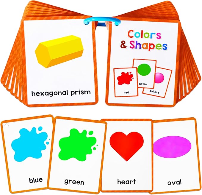Learning Flashcards Colors & Shapes, 38 Shape Educational Cards, Social Learning Card for Kids