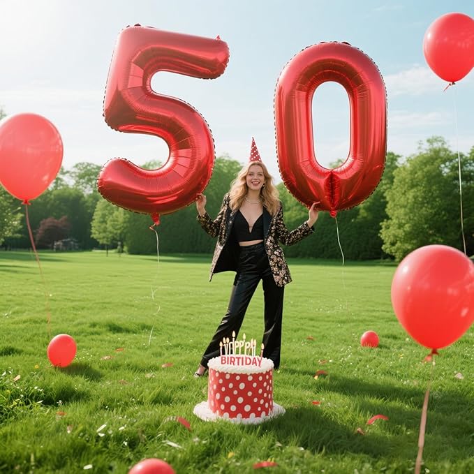 Red Number 5 Balloons,5 Helium Balloon Number Digital 5 Balloon Huge Number Balloons for 5 Year Old Birthday Red Party Decorations 15th 25th 55th Birthday Party Supplies Anniversary Decorations