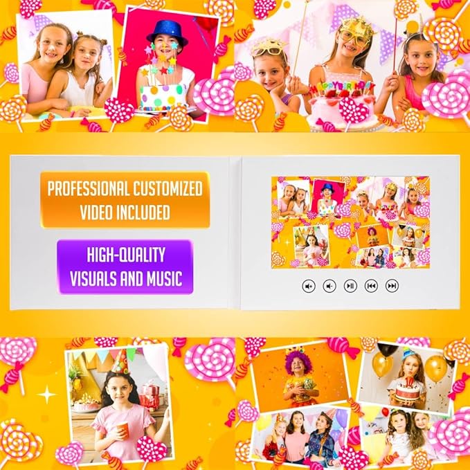 Unique Girls Birthday Video Card – Personalized with Photos – 7” Digital Display, 8GB Memory, USB Charger – Fun and Emotional Gift for Her Special Day