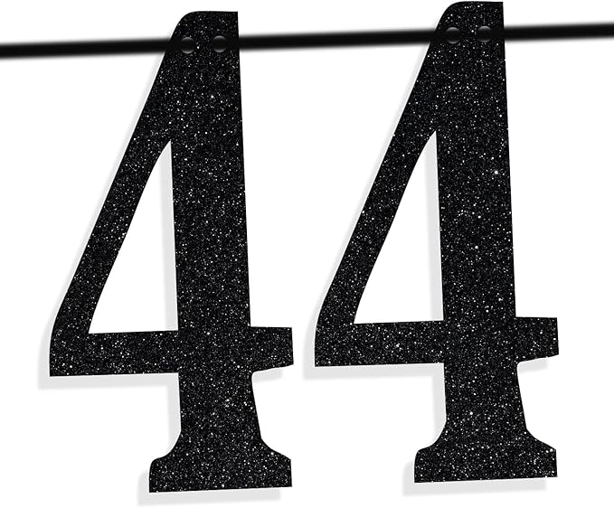 Black Glitter Look at You Turning 44 & Sh*t Banner, Happy 44th Birthday/Level 44 Unlocked/Cheers to 44 Years, Funny 44th Birthday Party Decorations Supplies