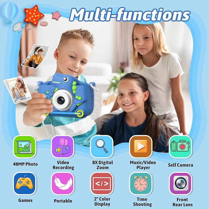 Kids Camera Toys,Children Digital Video Camera Gift for Girls Boys 3-12 Age Kids,Chritmas Birthday Festival Present for 3 4 5 6 7 8 9 10 11 12 Year Old Toddler Child (Blue)