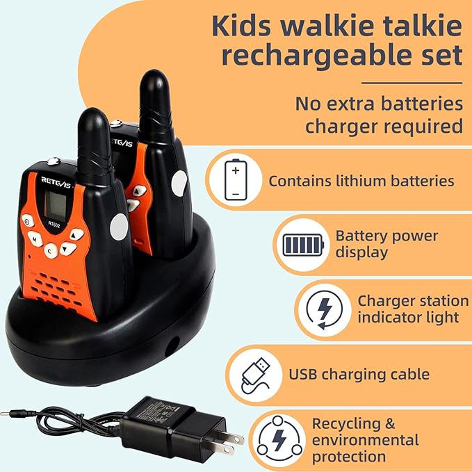 Retevis RT602 Walkie Talkies for Kids Rechargeable Bundle with RT15 Mini Walkie Talkies 3 Pack