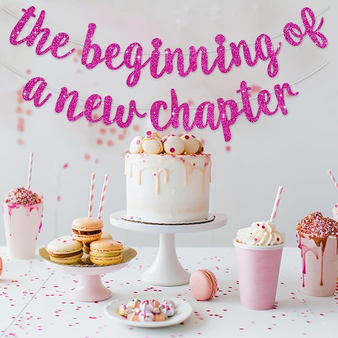 BEISHIDA The Beginning of A New Chapter Banner, Farewell party decorations,Graduation Sign 2026 Banner,Happy retirement Supplies,Going away party Sign Garland,Graduation banner Rose Red