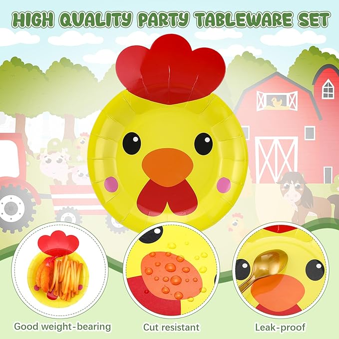 Zhehao 120pcs 7 Inch Farm Party Paper Plates Disposable Farm Animal Shape Plates Theme Supplies Tableware Livestock Animals Cartoon Animal Decorations for Birthday Party