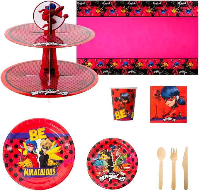 Mighty Mojo Miraculous Ladybug Mask Set for Dress Up, Pretend Play, Birthday Parties – Includes 10 Masks - Celebration, Party, Toddlers Cat Noir Party Supplies Officially Licensed Red One Size