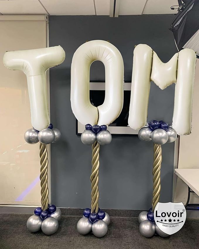 Cream White Letter U Balloons, 40 Inch Giant Letter Balloons U Foil Mylar Helium White Letter Balloons for Birthday Party Supplies Anniversary Event Celebration Decorations Alphabet White U