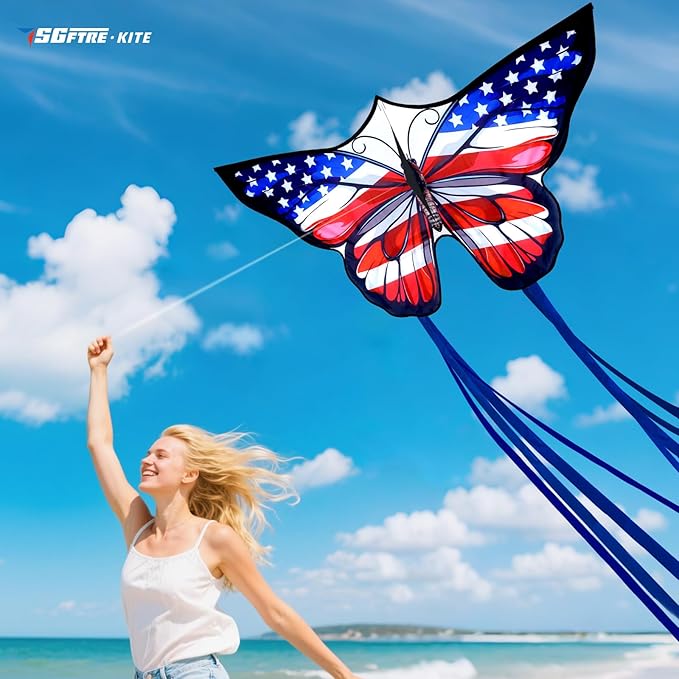 3 Piece Set Butterfly Delta Octopus Kites for Kids and Adults，Easy to Fly for Outdoor Adults Children Line Kite for Kids Toy (Flag(Butterfly+Shark+Eagle+Airplane), 4)