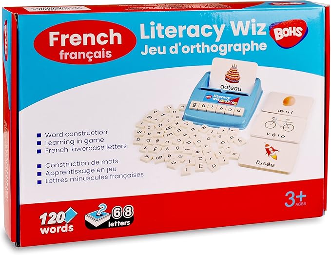 BOHS French Literacy Wiz Fun Game - Lower Case Sight Words - 60 Flash Cards - Preschool Language Learning Educational Toys