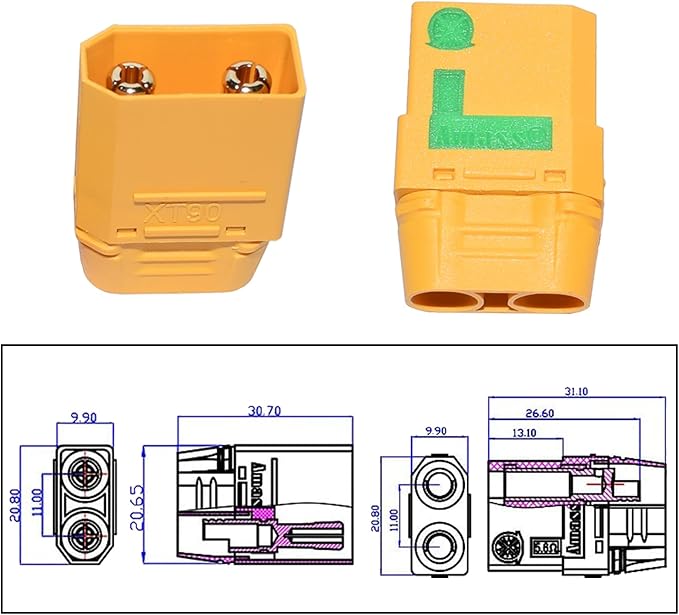 5Pairs XT90S XT90-S XT90 Connectors Anti-Spark Male Female Connector for RC Quadcopter Brushless Motor FPV Drone Lipo Battery ESC and Charger Lead