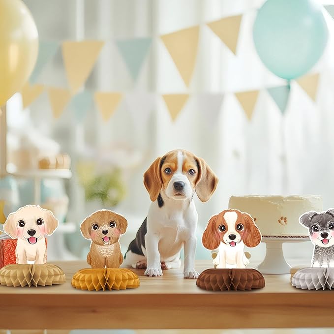 12 Pack Puppy Table Decorations - Puppy Party Decorations for Kids' Birthday and Baby Shower - Puppy Table Toppers