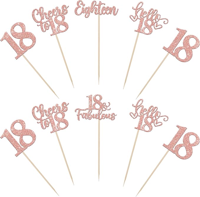 15PCS Happy 18th Birthday Centerpiece Sticks Eighteen Hello 18 Cheers to 18 Table Flower Centerpieces Sticks Happy 18 Fabulous Floral Decorations for 18th Birthday Party Centerpieces Rose Gold