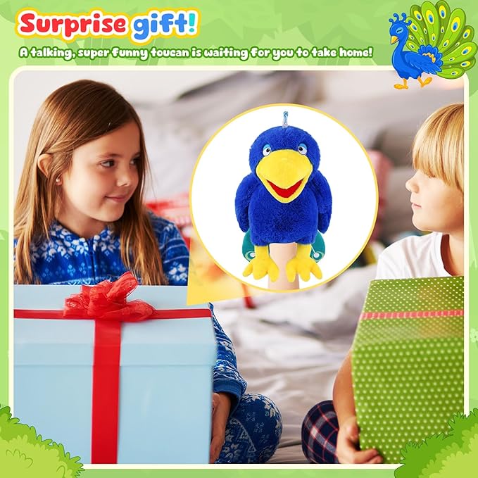 Animal Hand Puppets 11 Inch Bird Plush Toucan Owl Eagle Parrot Flamingo Peacock Puppet Toys Role-Play Puppets for Kids Storytelling Imaginative Pretend Play Teaching Preschool(Peacock)