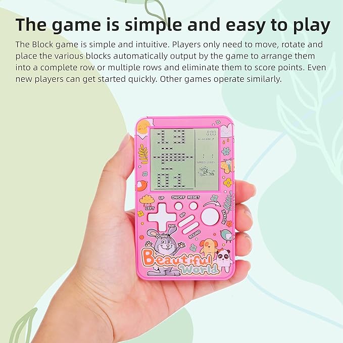 CZT Handheld Block Game Console Built-in Multiple Classic Retro Brick Games Electronic Entertainment Student Game Machine Game playerPortable Gaming Device Kids Girls (Orange)