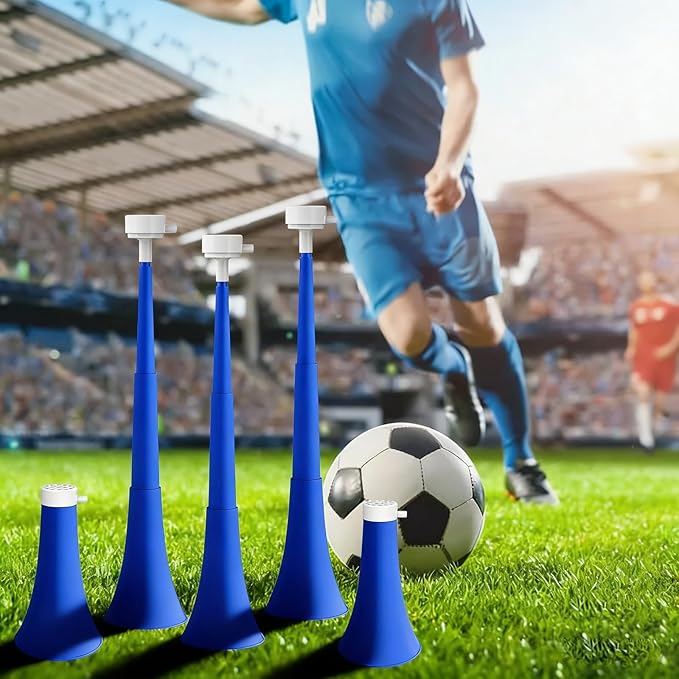 Collapsible Stadium Horn, Vuvuzela Plastic Blow Horns, Team Cheering Spirit Accessories Noisemakers, Foldable Trumpet Noise Makers for Sporting Events, Football Soccer Games, Party Supplies (3PCS)