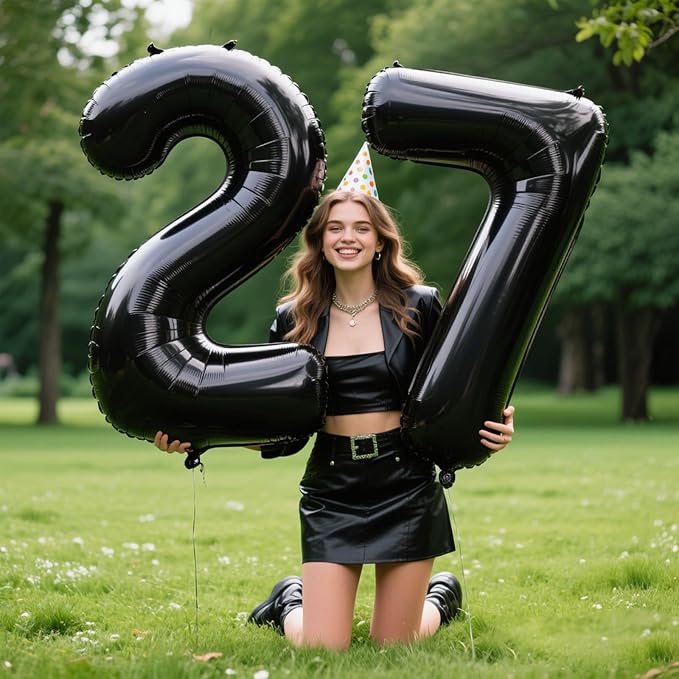 40 Inch Black Number 7 Balloon Jumbo Giant Happy 17th 27th 37th 70th Birthday Party Decorations for Boy or Girl Huge Mylar Anniversary Party Supplies