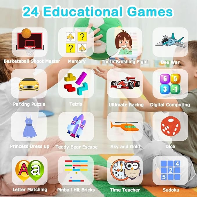Cosjoype Kids Smart Watches Girls Boys HD Touchscreen Kids Watch with 24 Puzzle Games Camera Music Player Flashlight Alarm Clock Calculator 12/24hr Girls Watch Gift for 4-12 Year Old Boys