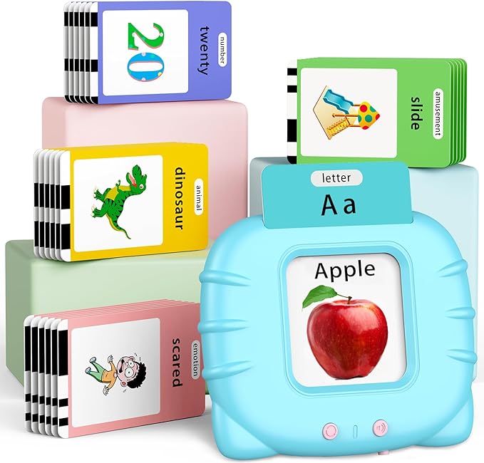252 Sight Words Talking-Flash-Cards, Easter Birthday Gifts for Boys 1 2 3 4 5 6 Year Old, Educational Montessori Toys, Pocket Speech Language Learning Toys for Toddlers Ages 1-6, Blue