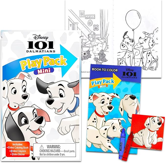 Disney 101 Dalmatians Mini Party Favors Set for Kids - Bundle with 24 Mini 101 Dalmatians Grab n Go Play Packs with Coloring Pages, Stickers and More (101 Dalmatians Birthday Party Supplies)