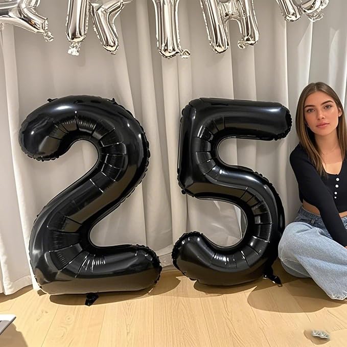 40 Inch Black Number 22 Digital Balloon,Jumbo Mylar Foil Helium Balloon for 22 Balloons for Birthday Party,Wedding Anniversary Party Decorations