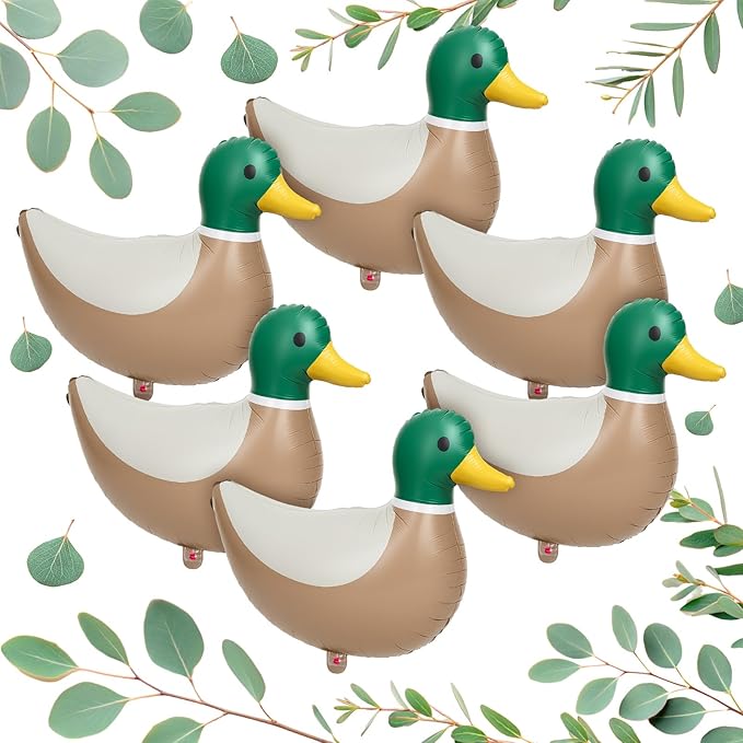 12 Pcs 28.3'' Mallard Duck Shaped Foil Balloons for Duck Hunting Birthday One Lucky Party Decoration Party Supplies