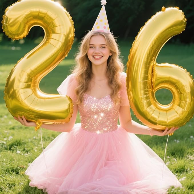 40 Inch Gold Balloon Number 2 Giant Two Balloon Number Birthday Decorations, 2nd 12 20 21st Party Celebration Decorations Digital Balloon Wedding Anniversary Party Supplies