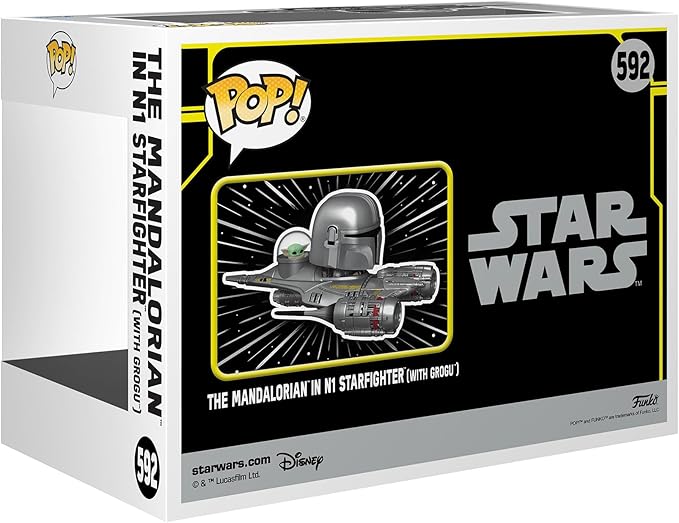 Funko POP! Ride Super Deluxe: Star Wars Hyperspace Heroes - The Mandalorian in N1 Starfighter (with Grogu) - Collectable Vinyl Figure