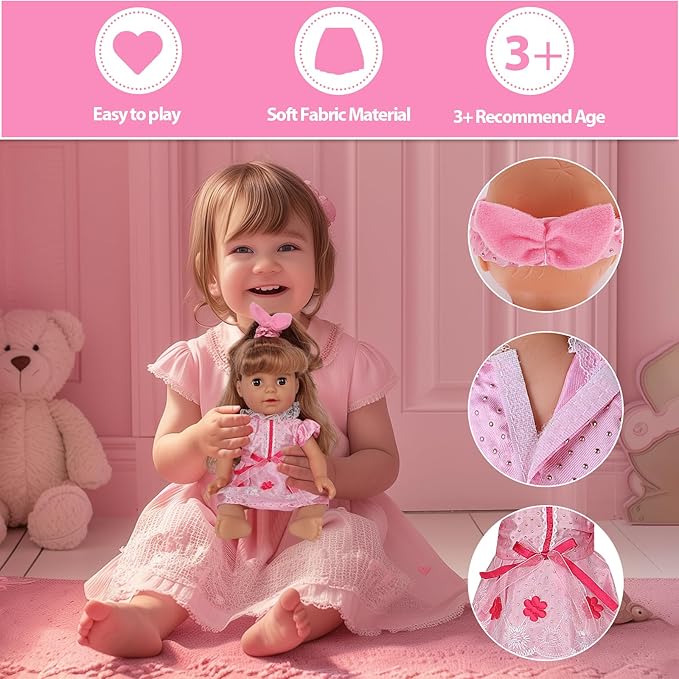 ARTST Doll Clothes,12 inch Baby Doll Clothes[6 Sets](Include 4 Hats + 1 Bowknot ) for 10/11/12 inch Baby